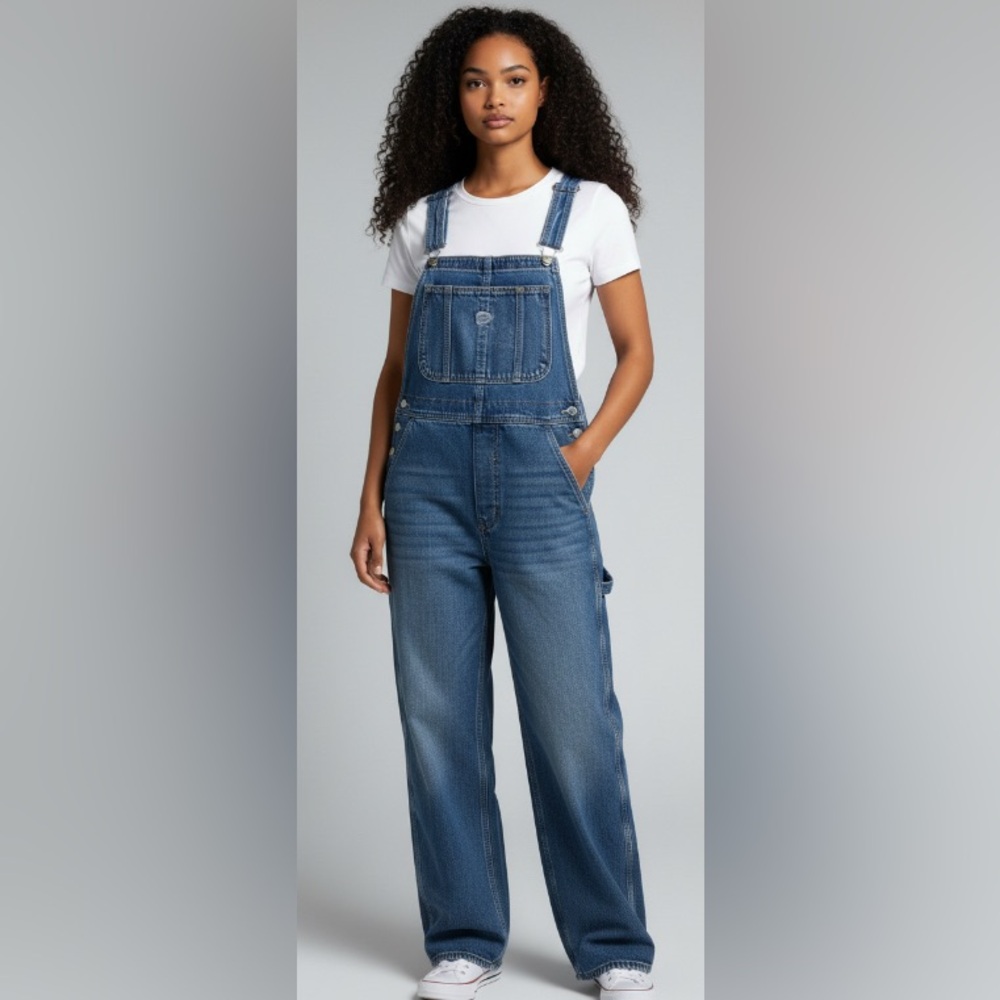 Women's Blue Denim Overalls NWT size XS/S - Picture 1 of 4